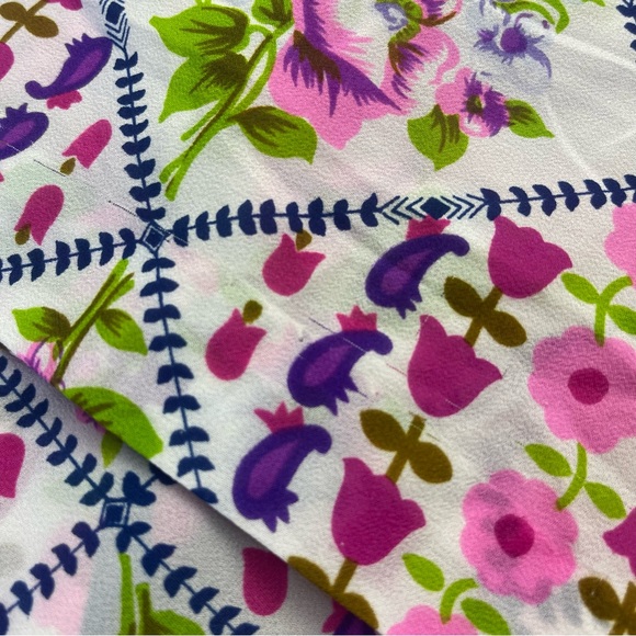 Vintage l 70s L Alex Colman Feminine Floral Silky Pointy Collar Disco Mod Blouse - Picture 13 of 16